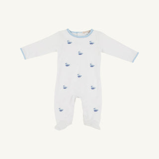 The Beaufort Bonnet Company Rock Me Romper - Worth Avenue White with Duck Embroidery