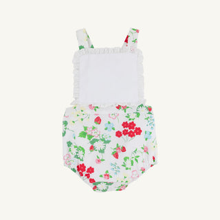 The Beaufort Bonnet Sally Sunsuit -Berry Sweet with Worth Avenue White