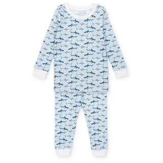 Lila + Hayes Grayson Swimming Sharks Pima Cotton Pajama Pant Set