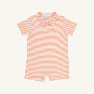 The Beaufort Bonnet Company Sir Proper's Romper - Seashore Sherbet Stripe with Multicolor Stork