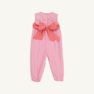 The Beaufort Bonnet Company Sleeveless Rebecca Romper -Sandpearl Pink & Mill Street Manor Mini Floral with Pumpkin