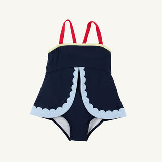 The Beaufort Bonnet Stratford Scallop Swimsuit- Nantucket Navy, Richmond Red, Beale Street Blue and Lake Worth Yellow