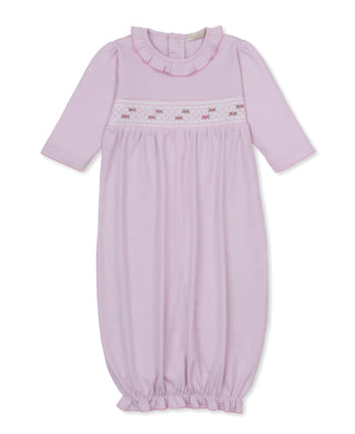 Kissy Kissy Hand Smocked Sack - Pink/White