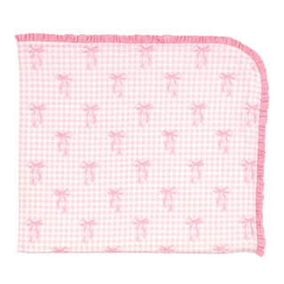 MudPie Gingham Bow Arrival Blanket