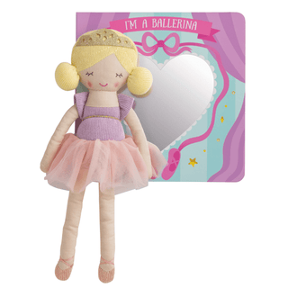 MudPie Pink Ballet Book & Doll Set
